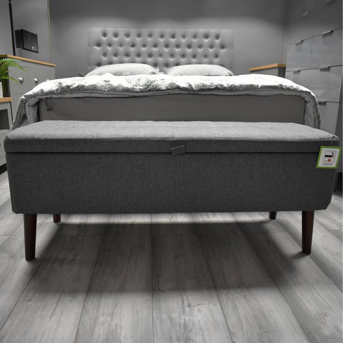 The Range | FWStyle FWStyle Harper Modern Ottoman Storage Bench Button Detail Grey FWStyle FWStyle Harper Modern Ottoman Storage Bench Button Detail Grey