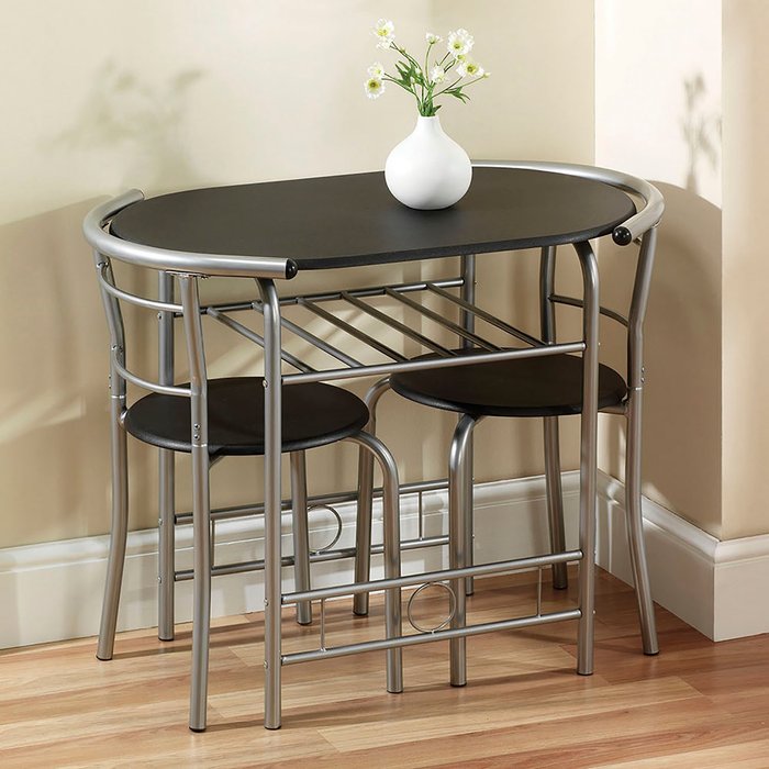 The Range | Greenhurst Compact Dining Set - Black/Silver Greenhurst Compact Dining Set - Black/Silver