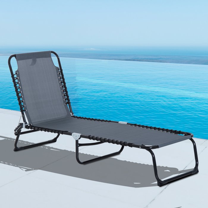 The Range | Outsunny Reclining Sun Lounger - Grey Outsunny Reclining Sun Lounger - Grey