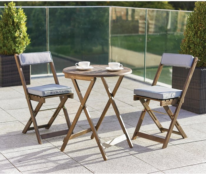 The Range | Greenhurst Greenhurst Raffles Bistro Set with Cushions - Grey Greenhurst Greenhurst Raffles Bistro Set with Cushions - Grey
