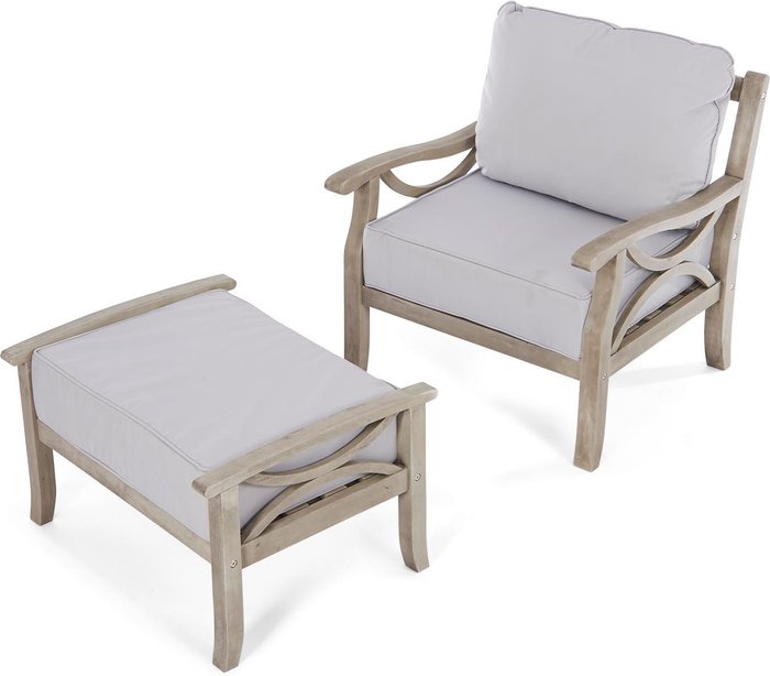 The Range | Greenhurst Greenhurst Hardwood Sorrento Armchair with Footrest and Cushions - Grey Greenhurst Greenhurst Hardwood Sorrento Armchair with Footrest and Cushions - Grey