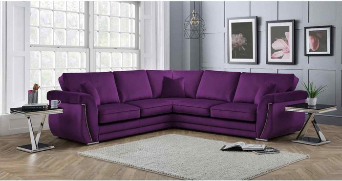 The Range | Simply Eleganza Luca Full Back Large Corner Sofa - Purple Simply Eleganza Luca Full Back Large Corner Sofa - Purple
