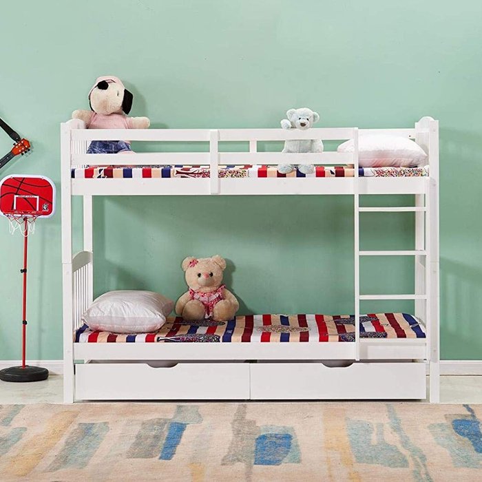 The Range | Kosy Koala White Wood Bunk Bed Split into 2 Single Beds with 2 Drawers - White Kosy Koala White Wood Bunk Bed Split into 2 Single Beds with 2 Drawers - White