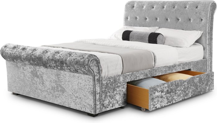 The Range | Dunelm Verona Velvet Bed Frame Silver Dunelm Verona Velvet Bed Frame Silver