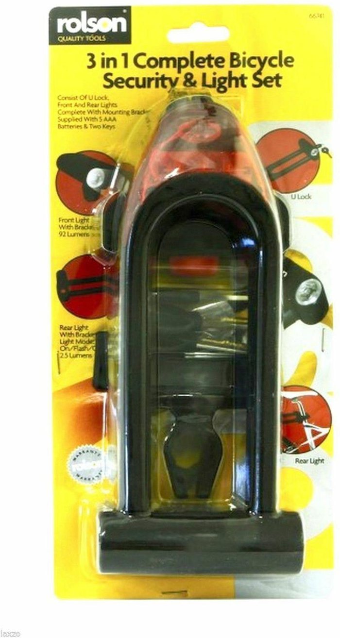 The Range | Rolson Rolson 3 In 1 Bicycle Security Lock & Light Set Rolson Rolson 3 In 1 Bicycle Security Lock & Light Set