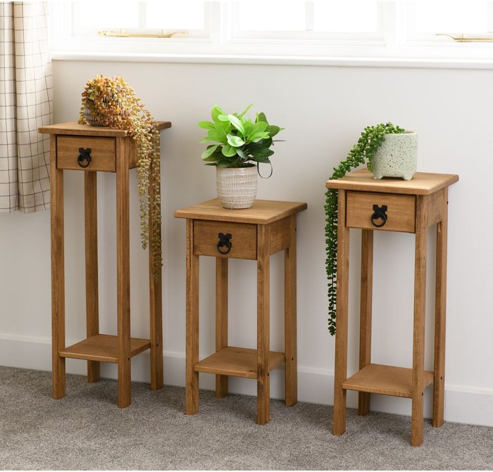 The Range | Corona Set of Three Corona Plant Stands - Natural Corona Set of Three Corona Plant Stands - Natural