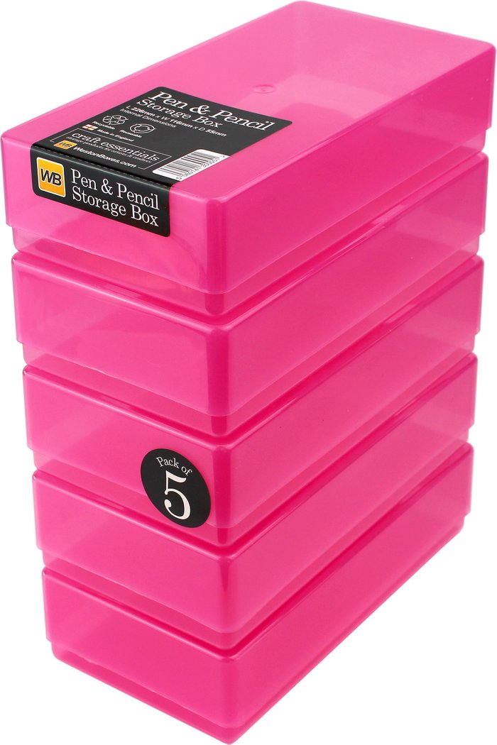 The Range | WestonBoxes Plastic Storage Boxes with Lids for Pens, Pencils and Stationery - Pink / 0.8kg WestonBoxes Plastic Storage Boxes with Lids for Pens, Pencils and Stationery - Pink / 0.8kg