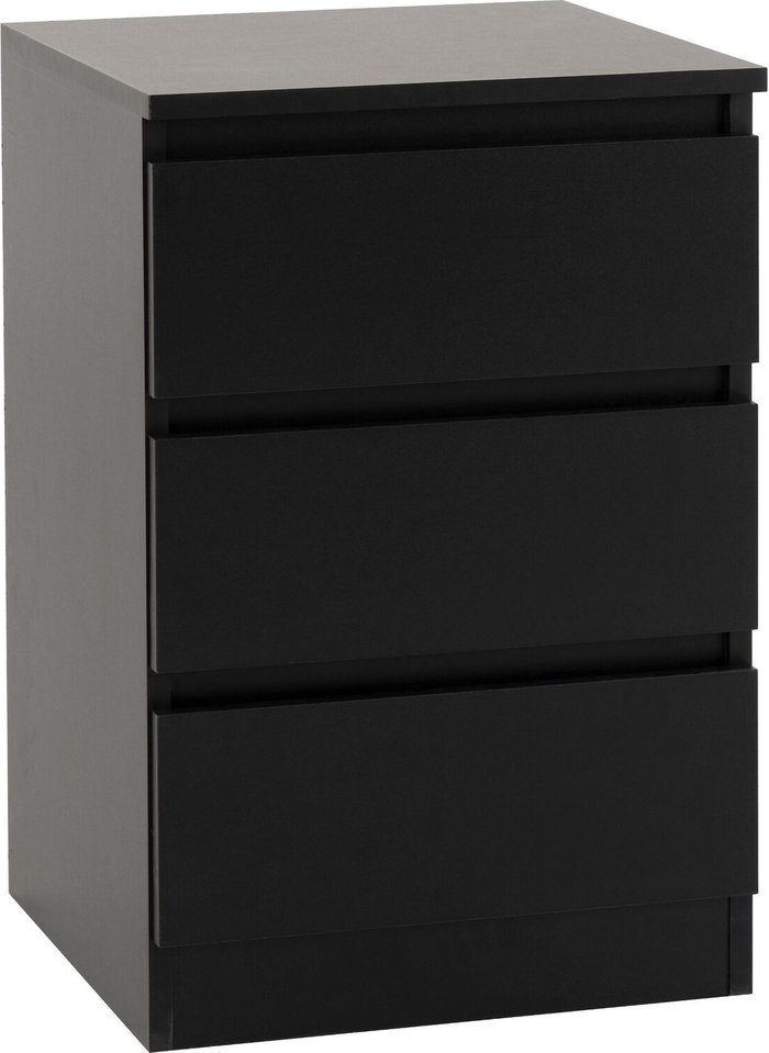 The Range | Seconique Malvern 3 Drawer Bedside - Black Seconique Malvern 3 Drawer Bedside - Black