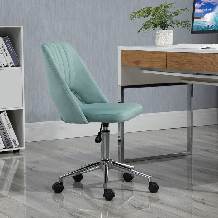 The Range | Vinsetto Vinsetto Mid-back Swivel Home Office Chair Scallop Computer Desk Chair - Green Vinsetto Vinsetto Mid-back Swivel Home Office Chair Scallop Computer Desk Chair - Green