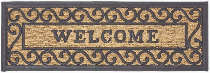 The Range | Homescapes Welcome Rubber and Coir Door Mat - Black Homescapes Welcome Rubber and Coir Door Mat - Black
