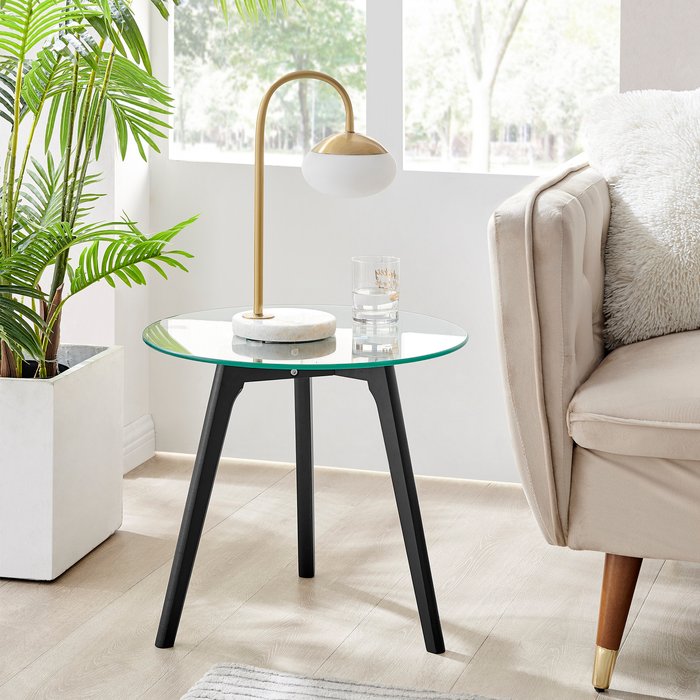The Range | Furniture Box Furniture Box Malmo Side Table Medium 50cm Round Glass and Black Legs Furniture Box Furniture Box Malmo Side Table Medium 50cm Round Glass and Black Legs