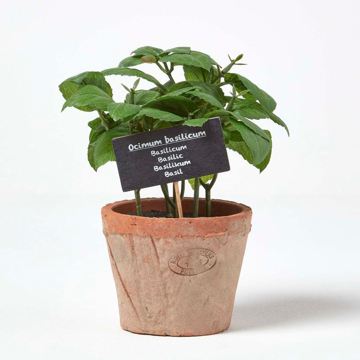 The Range | Homescapes Artificial Basil Plant in Decorative Pot - Terracotta Homescapes Artificial Basil Plant in Decorative Pot - Terracotta