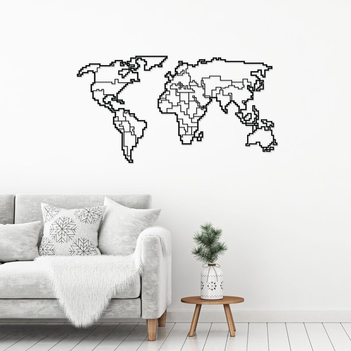 The Range | Decortie World Map Wall Art Metal Decorative Object - Black - Black Decortie World Map Wall Art Metal Decorative Object - Black - Black
