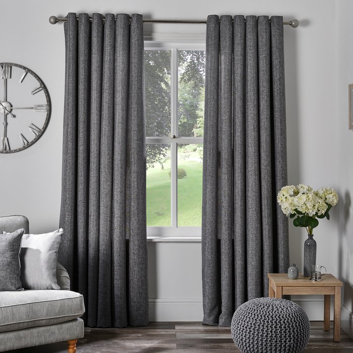 The Range | Divante Chatsworth Eyelet Curtains - Slate / 137cm / 168cm Divante Chatsworth Eyelet Curtains - Slate / 137cm / 168cm