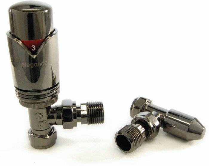 The Range | Towelrads Towelrads Modern Angled TRV & Lockshield Set - Black Nickel Towelrads Towelrads Modern Angled TRV & Lockshield Set - Black Nickel