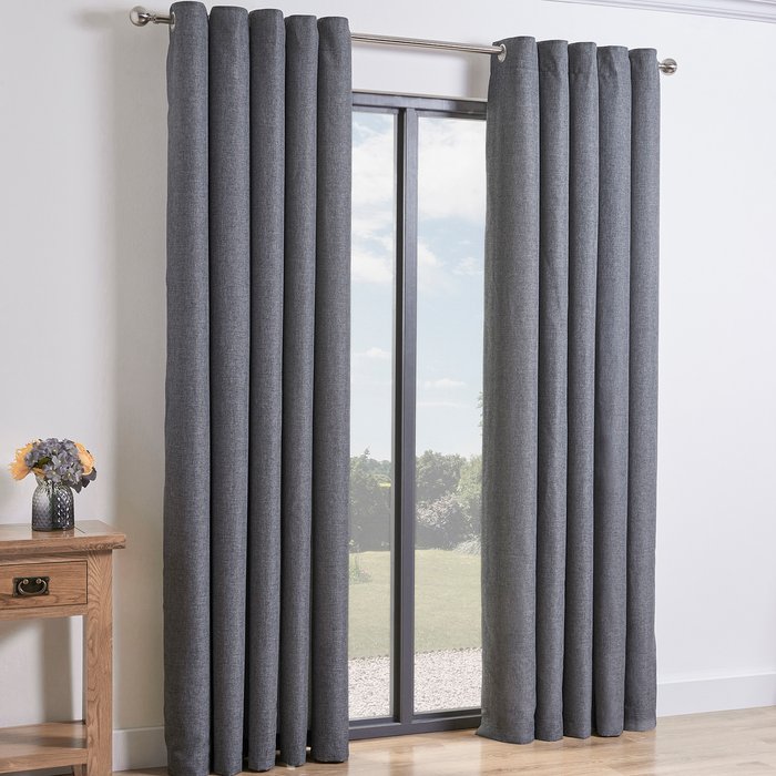 The Range | My Home Taylor Eyelet Curtains - Charcoal / 137cm / 168cm My Home Taylor Eyelet Curtains - Charcoal / 137cm / 168cm