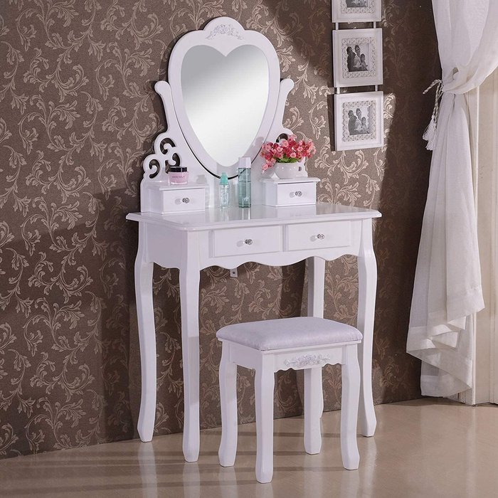 The Range | Kosy Koala Love Heart Dressing Table With Mirror and Stool - White Kosy Koala Love Heart Dressing Table With Mirror and Stool - White