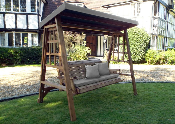 The Range | Charles Taylor Charles Taylor Dorset 3 Seater Swing with Seat Cushion and Roof Cover - Grey Charles Taylor Charles Taylor Dorset 3 Seater Swing with Seat Cushion and Roof Cover - Grey