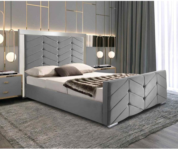The Range | Marisa Bed King Plush Velvet Grey Marisa Bed King Plush Velvet Grey