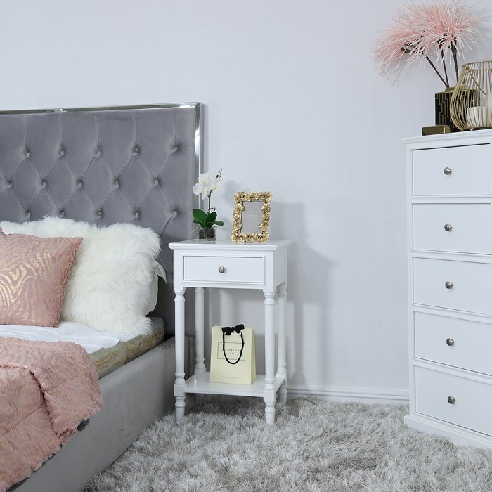 The Range | Vanity Living Coby One Drawer Bedside Table - White Vanity Living Coby One Drawer Bedside Table - White