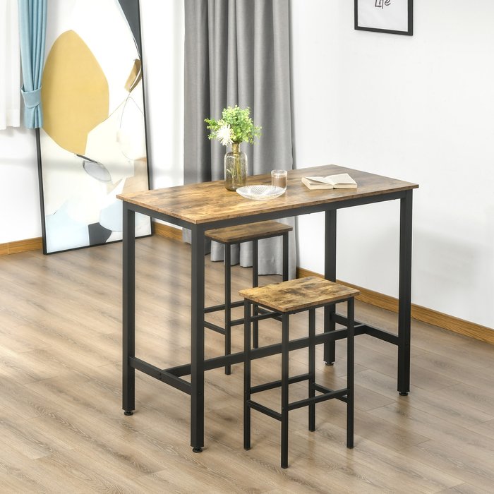 The Range | HOMCOM Homcom Industrial Bar Stools Set Of 2 Kitchen Bar Chairs Rustic Brown HOMCOM Homcom Industrial Bar Stools Set Of 2 Kitchen Bar Chairs Rustic Brown