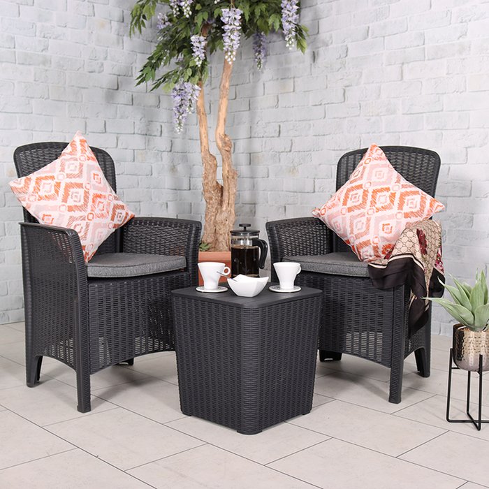 The Range | Royal Craft Faro 2 Seater Black Bistro Set Black Royal Craft Faro 2 Seater Black Bistro Set Black