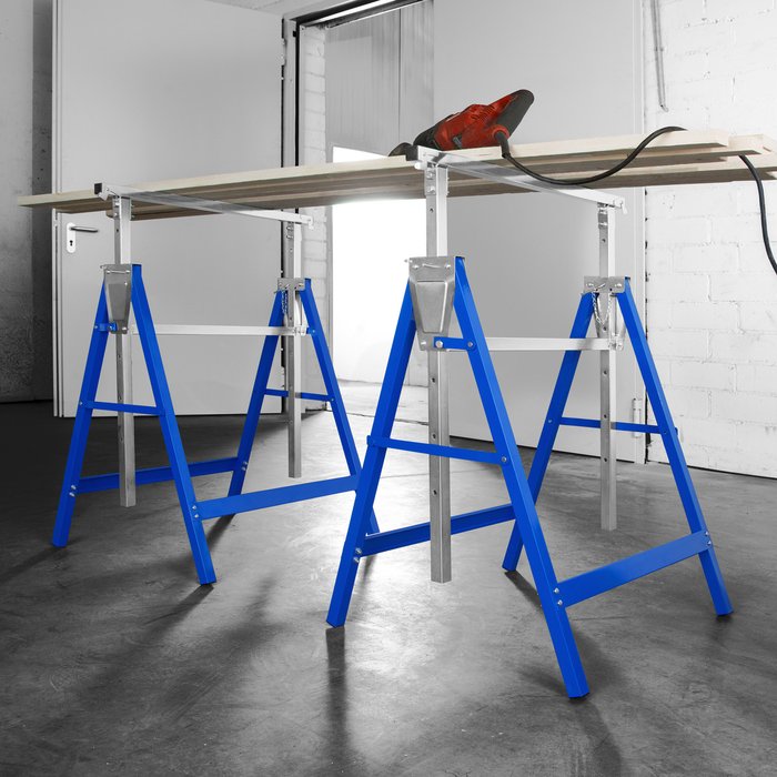 The Range | TECTAKE Scaffolding Trestle Set 2 Pcs. - Blue TECTAKE Scaffolding Trestle Set 2 Pcs. - Blue