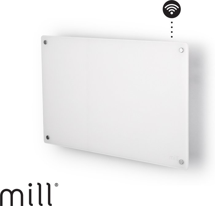 The Range | Mill Heat Mill Heat Glass Front WiFi Panel Heater - White / 600W Mill Heat Mill Heat Glass Front WiFi Panel Heater - White / 600W
