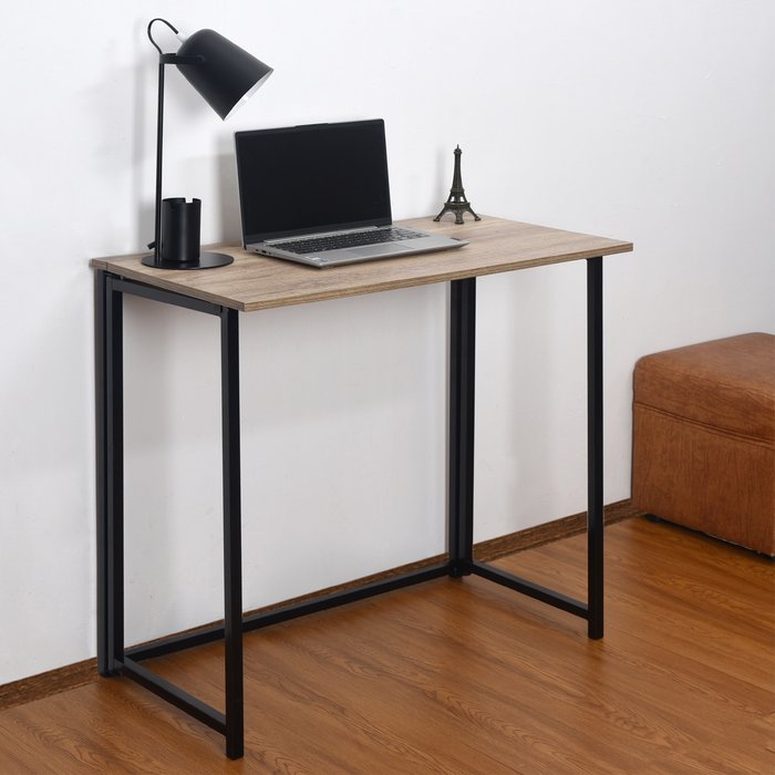 The Range | House of Home Folding/Collapsing Black Metal Table With Rustic Oak Effect Table Top House of Home Folding/Collapsing Black Metal Table With Rustic Oak Effect Table Top