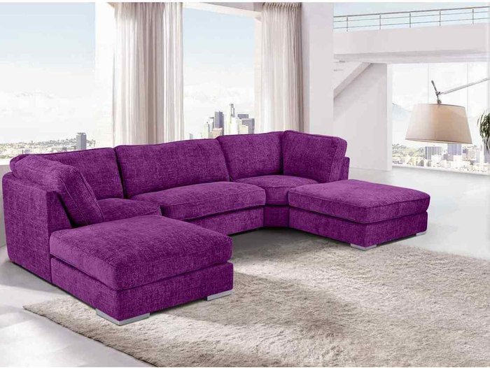 The Range | Simply Eleganza Britany Large Corner U Shape Sofa - Purple Simply Eleganza Britany Large Corner U Shape Sofa - Purple