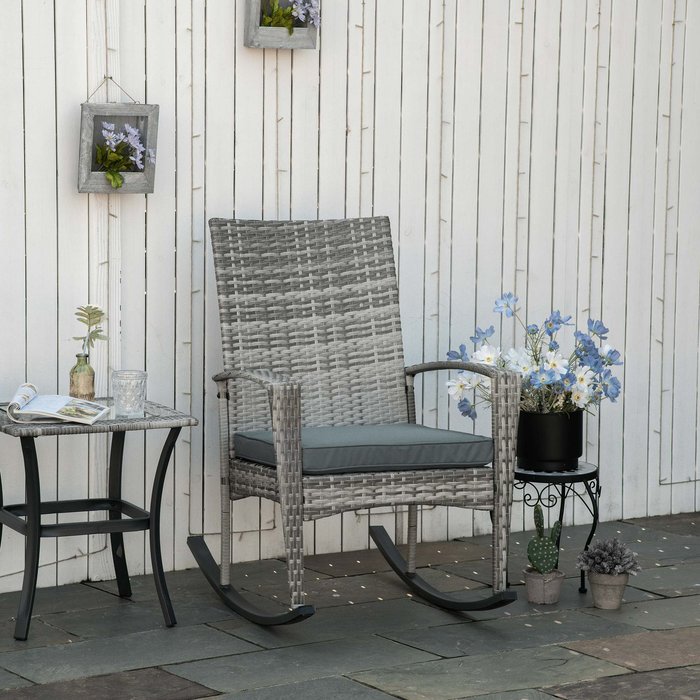 The Range | Outsunny Garden Rattan Rocking Chair - Yellow Outsunny Garden Rattan Rocking Chair - Yellow