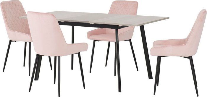The Range | Seconique Avery Extending Dining Set with Avery Chairs - Concrete Effect and Baby Pink Seconique Avery Extending Dining Set with Avery Chairs - Concrete Effect and Baby Pink