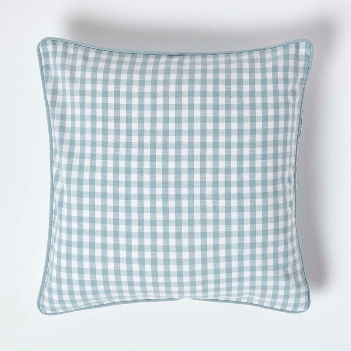 The Range | Homescapes Cotton Gingham Check Cushion Cover - Blue Homescapes Cotton Gingham Check Cushion Cover - Blue