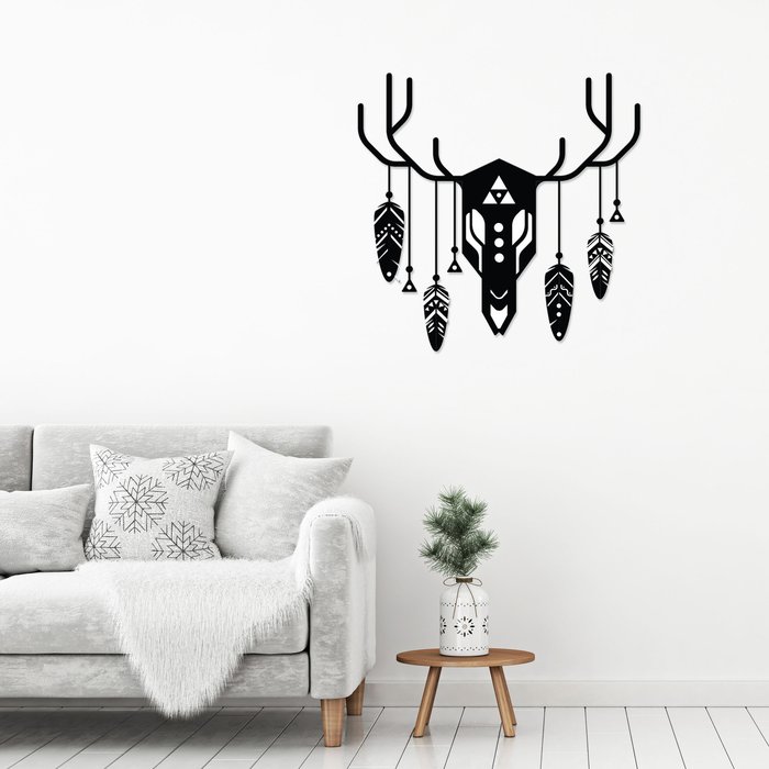 The Range | Decortie Deer Totem Wall Art Metal Decorative Object - Black - Black Decortie Deer Totem Wall Art Metal Decorative Object - Black - Black