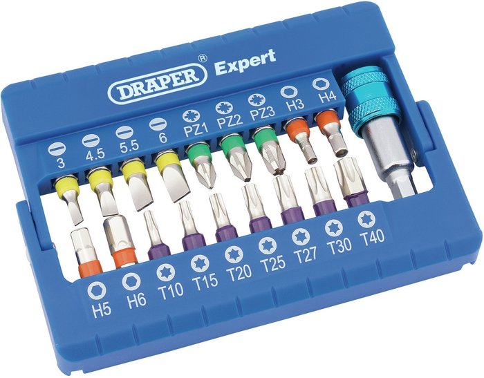 The Range | Draper Draper 19 Piece Coloured Screwdriver Bit Set Draper Draper 19 Piece Coloured Screwdriver Bit Set