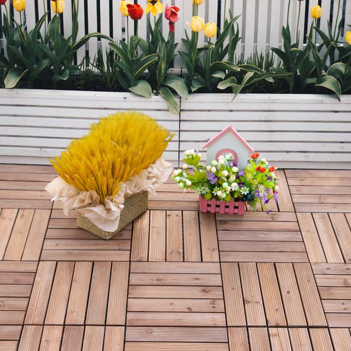 The Range | Outsunny Solid Wood Interlocking Decking Tiles - Brown Outsunny Solid Wood Interlocking Decking Tiles - Brown