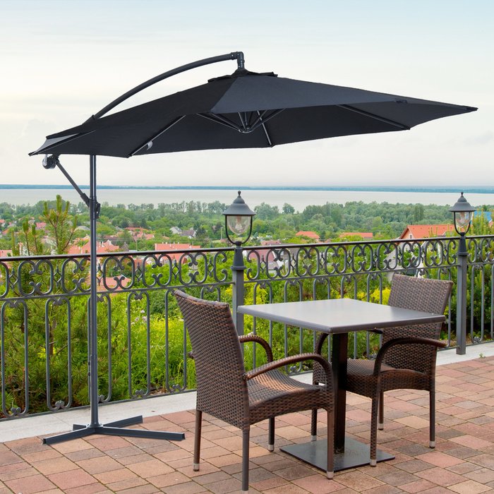 The Range | Outsunny 3m Garden Parasol Sun Shade Cantilever - Black Outsunny 3m Garden Parasol Sun Shade Cantilever - Black