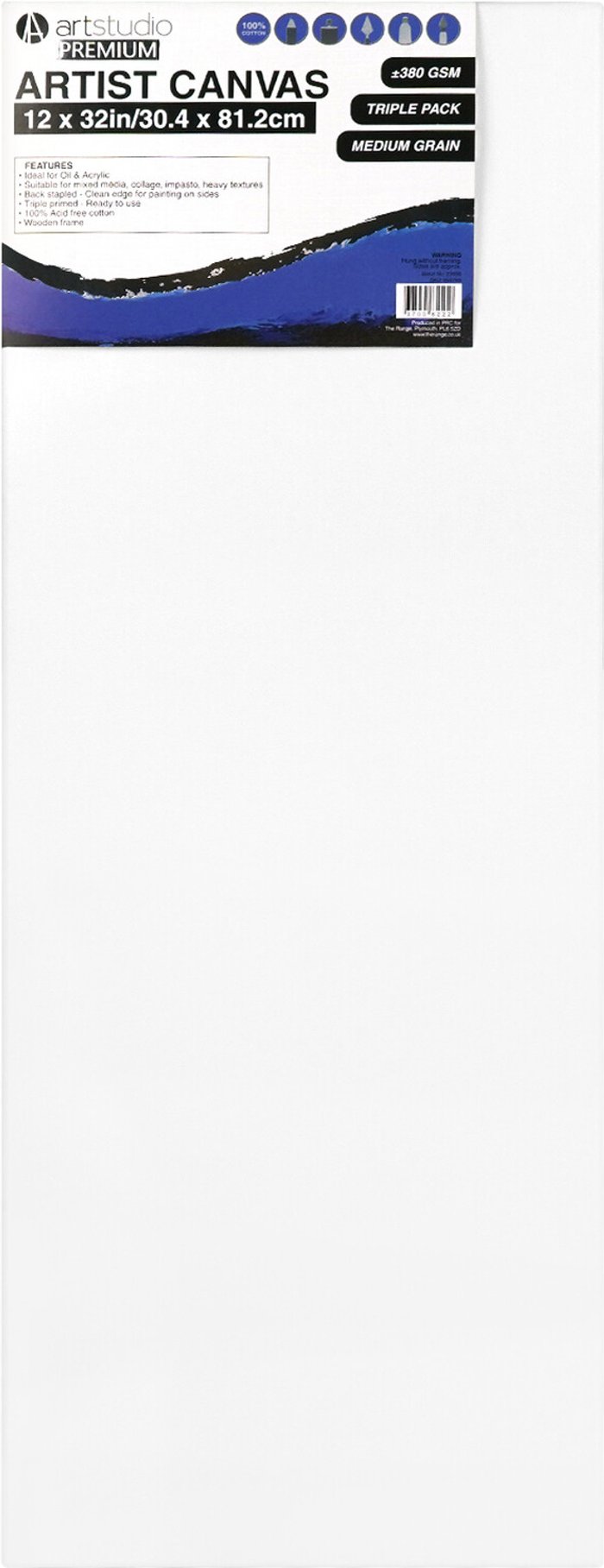 The Range | Art Studio Pack of Three Art Studio Premium Artists Canvases - 30.4x81.2cm Art Studio Pack of Three Art Studio Premium Artists Canvases - 30.4x81.2cm