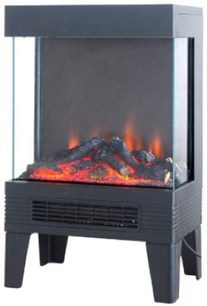 The Range | Grey Panoramic Log Fire Stove - Grey Grey Panoramic Log Fire Stove - Grey