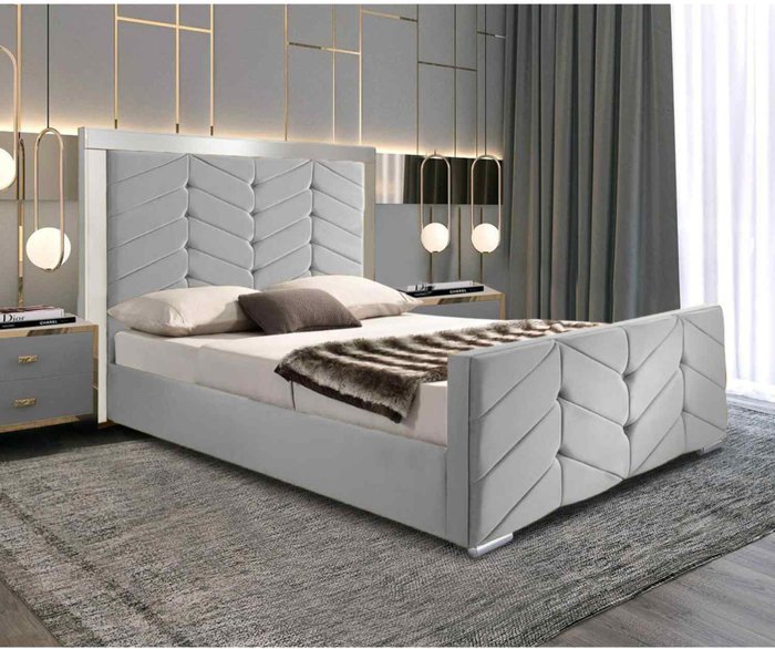 The Range | Marisa Bed Small Double Plush Velvet Silver Marisa Bed Small Double Plush Velvet Silver