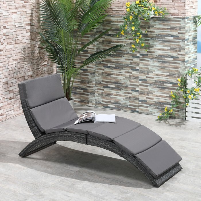 The Range | Outsunny Outsunny Outdoor PE Rattan Sun Lounger w/ Cushion - Grey Outsunny Outsunny Outdoor PE Rattan Sun Lounger w/ Cushion - Grey