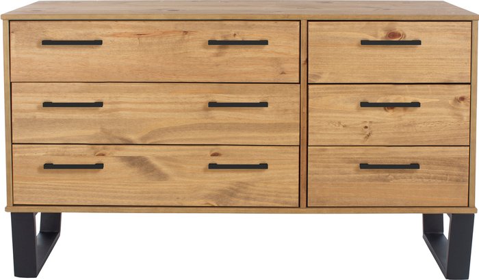 The Range | Core Products Ltd Texas 3 plus 3 drawer wide chest - Antique wax pine Core Products Ltd Texas 3 plus 3 drawer wide chest - Antique wax pine