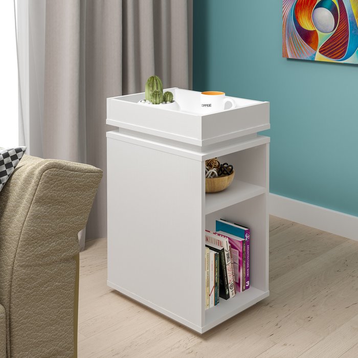 The Range | NAPLES Naples Storage Side Table - Black Pine Effect - White NAPLES Naples Storage Side Table - Black Pine Effect - White