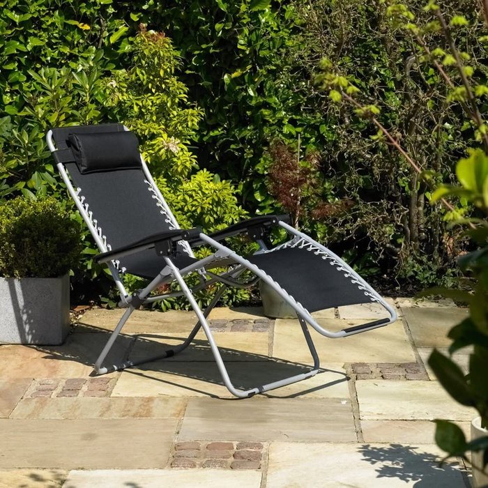 The Range | Garden Mile Reclining Sun Lounger with Head Rest - Silver Garden Mile Reclining Sun Lounger with Head Rest - Silver