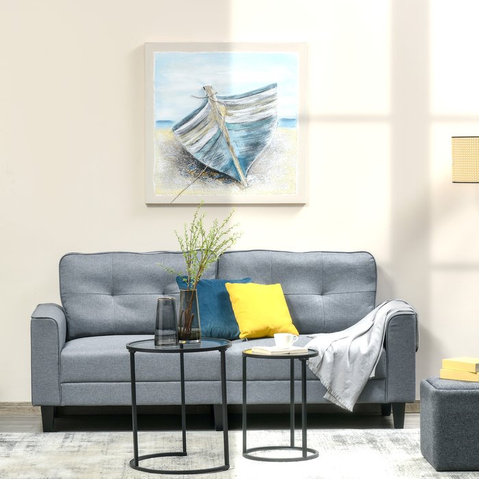 The Range | HOMCOM Homcom Hand-Painted Wall Art Canvas Painting Artwork Beach Boat 90 X 90cm Blue HOMCOM Homcom Hand-Painted Wall Art Canvas Painting Artwork Beach Boat 90 X 90cm Blue