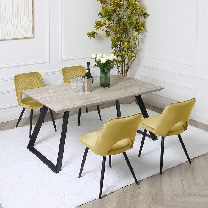 The Range | Dorchester Dining Table Set - Olive Yellow / 62kg Dorchester Dining Table Set - Olive Yellow / 62kg