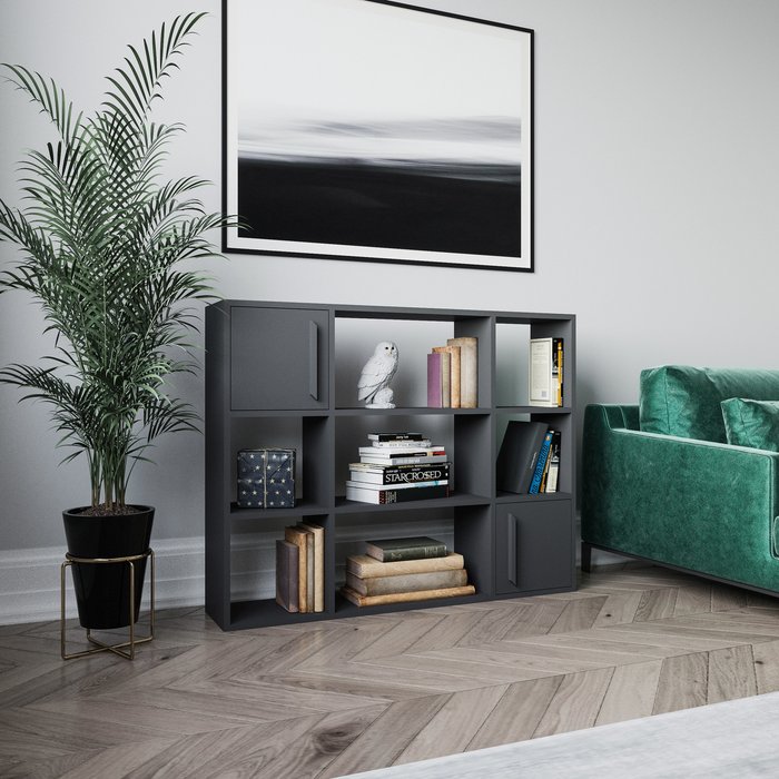 The Range | Decorotika Randall Minimal Bookcase Bookshelf Shelving Unit with Cabinets - Anthracite Decorotika Randall Minimal Bookcase Bookshelf Shelving Unit with Cabinets - Anthracite