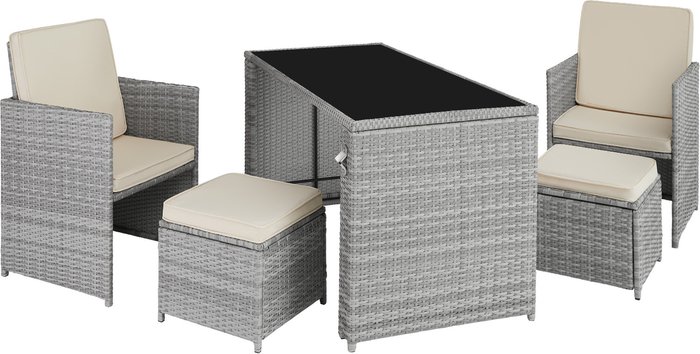 The Range | TECTAKE Tectake Palermo Rattan Seating Set - Light Grey/Cream TECTAKE Tectake Palermo Rattan Seating Set - Light Grey/Cream