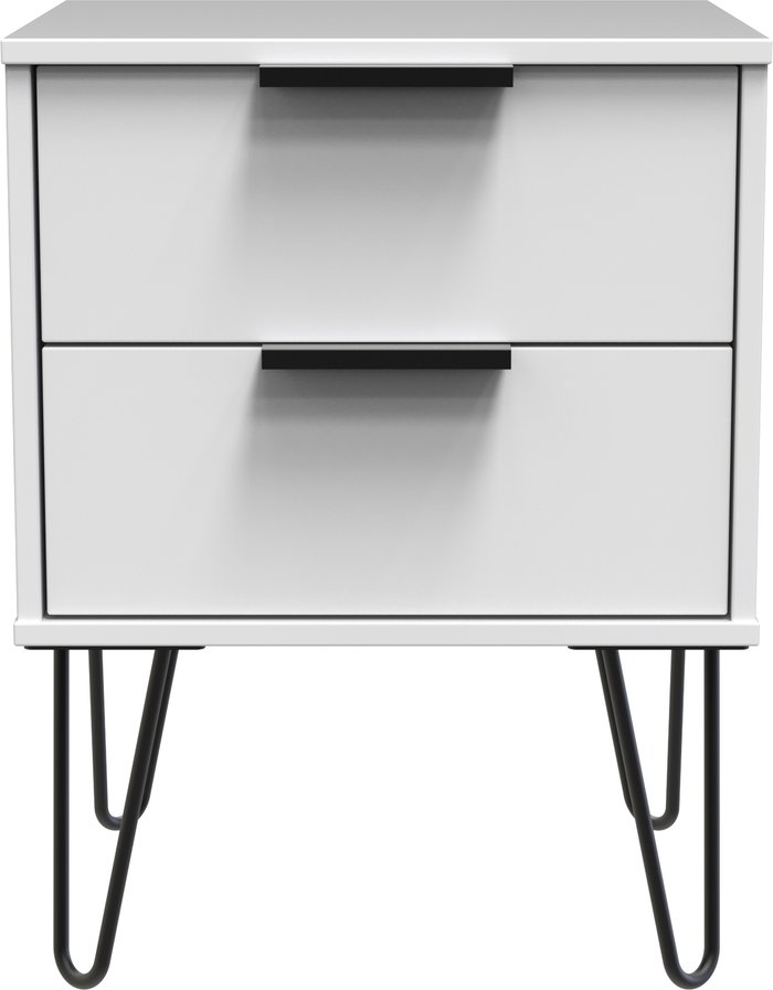 The Range | B&Q Manhattan Matt White 2 Drawer Bedside Table (H)570mm (W)450mm (D)395mm B&Q Manhattan Matt White 2 Drawer Bedside Table (H)570mm (W)450mm (D)395mm