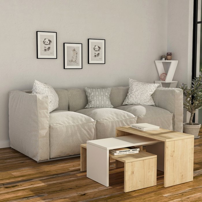 The Range | Decortie Kanta Modern Coffee Table Multipurpose - Oak - White - Oak Decortie Kanta Modern Coffee Table Multipurpose - Oak - White - Oak
